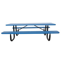 Mobilier d'extérieur de 6 pieds 8 pieds table de pique-nique en acier avec banc à l'extérieur restaurant événement long ensemble de salle à manger chaise de table en métal