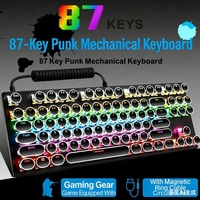 K550 Keyboard Mekanik Punk 87 Tombol Blue Switch RGB Backlight Tahan Air Struktur Logam Keyboard Kabel USB untuk Kompetisi Game
