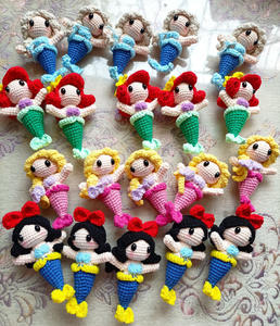 Ganchillo Hecho a Mano para <span class=keywords><strong>Muñeca</strong></span> Princesa, Colgante <span class=keywords><strong>de</strong></span> Sirena Tejida, Decoración - Product Image 6