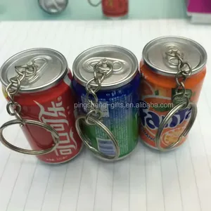 Custom logo and color CMYK full color plastic PP can bottle shape pen keychain gift pen inside keyring promotional gift