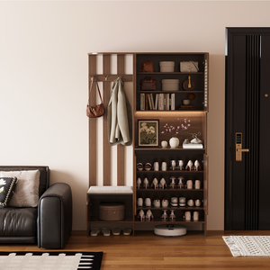 Modern Villa Entryway <strong>Shoe</strong> Cabinet <strong>Coat</strong> <strong>Rack</strong> <strong>Bench</strong> 6-Shelf Adjustable LED Eco-Friendly Space-Saving Dining Hallway Storage Unit - Product Image 3