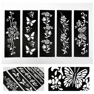 Pochoir autocollant de tatouage temporaire lavable Hollow Juice, en papier artisanal, pour logo personnalisé, corps, visage, motif fleur éolienne - Product Image 1