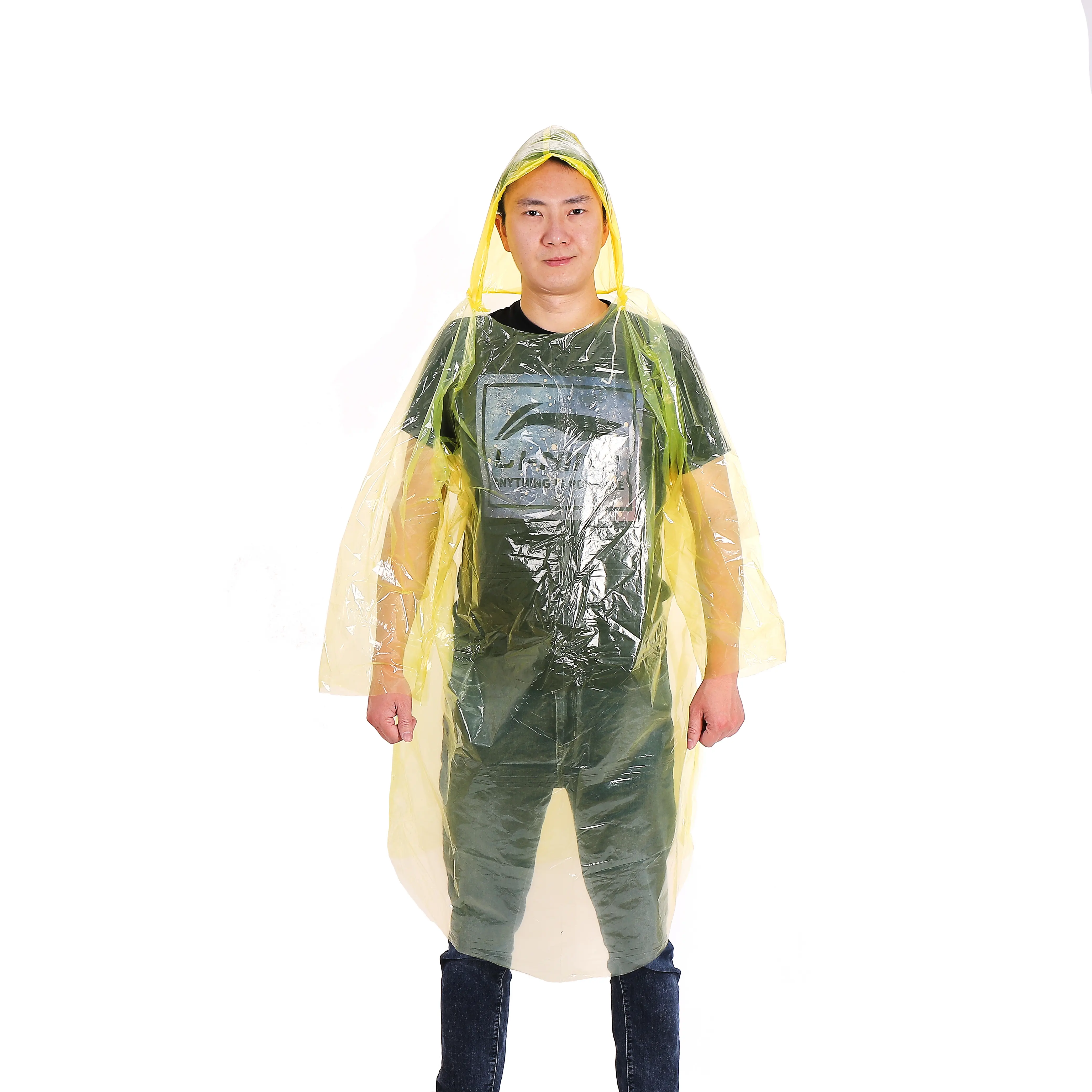 Customized Cheap Fashion Disposable PE Material Waterproof Rainwear Women Men Kids Raincoat