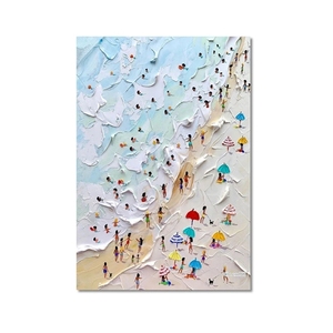 Il tramonto sul mare dipinto a mano Idea Canvas Large Handmade Wall Art strutturato Modern Home Decor pittura a olio - Product Image 5