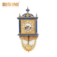 Classique Antique Louis Style Laiton Doré Cloisonné Émail Horloge Murale avec Pendule
