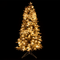 Sapin de Noël artificiel vertical de 7 pieds, de haute qualité, écologique, pré-éclairé par LED, ignifuge, avec base de support