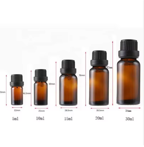 Amber Glass <b>Bottles</b> Cylinder Screw Cap Cosmetic Storage Container 5ml 10ml 15ml 20ml 30ml - Product Image 3
