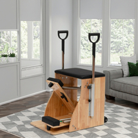 Chaise Wunda de Pilates Lenton Oak avec 4 ressorts, équipement de studio personnel portable réglable pour la remise en forme du corps
