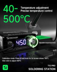 Station de soudage MECHANIC T12 <span class=keywords><strong>PRO</strong></span> 75W, <span class=keywords><strong>fer</strong></span> à <span class=keywords><strong>souder</strong></span> thermostatique à chauffage rapide pour la réparation de cartes mères BGA PCB - Product Image 4