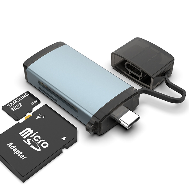 New Arrival Mini Aluminum Alloy Shell Multi-Function ATM Type-C+USB3.0 SD/TF Card Reader with Interface