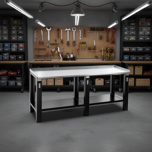 Plan de travail 506 Th avec plateau en métal et étagère inférieure pour le rangement en atelier - Product Image 3