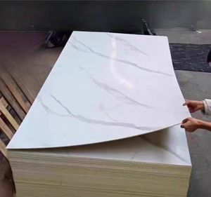 Hiện đại tối giản hình học khách sạn sử dụng <span class=keywords><strong>PVC</strong></span> truy cập gấp cạnh bọc nhựa UV ban giả đá cẩm thạch không sơn tường Bảng điều khiển - Product Image 1