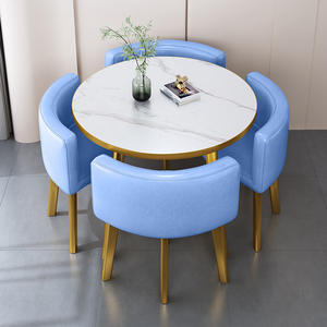 Ensemble <span class=keywords><strong>de</strong></span> table à manger ronde moderne pour salle à manger avec <span class=keywords><strong>4</strong></span> <span class=keywords><strong>chaises</strong></span> - Product Image 4