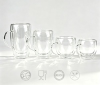 Mug à café en verre à double paroi avec poignée, en verre borosilicate isolant thermiquement, personnalisable avec logo, pour latte et thé, vente en gros