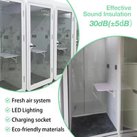 Cabine Acoustique Portable pour Villa, Hôtel, Bureau – Cabine Insonorisée Individuelle en Tôle Métallique Mobile avec Ventilation et Éclairage LED