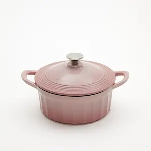 Traditional Soup Cooking Pot Round Covered Dutch Oven Enameled Cast Iron Shallow Casserole Dish Pan With Lid