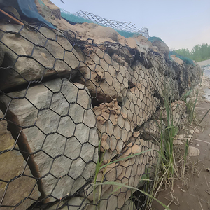 PVC-ha ricoperto il canestro del gabbione con il materasso di pietra della rete metallica intrecciata d'acciaio del tessuto normale per la protezione della roccia e della banca del fiume - Product Image 4