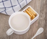 Mug à café, thé ou lait en céramique avec logo personnalisé, avec poches latérales pour biscuits, nouveau design, tasse à biscuits avec porte-biscuits en céramique