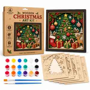 Artigianato in Legno Intagliato al Laser Personalizzato per Natale, Fette di Legno Grezzo Fai-da-te, Giocattoli da <span class=keywords><strong>Disegno</strong></span> Impilabili Multistrato in Legno per Pittura, Vendita all'Ingrosso - Product Image 2