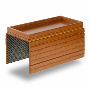 Plateau de canapé en bambou teinté Acacia avec boîte de rangement, plateau de service antidérapant en <span class=keywords><strong>feutre</strong></span>, support <span class=keywords><strong>alimentaire</strong></span> pour accoudoir de canapé pour usage domestique - Product Image 1