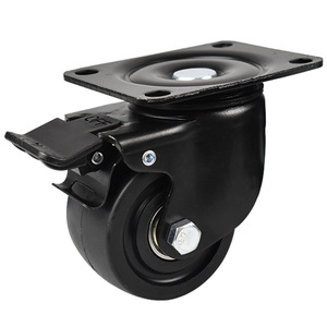 Roue pivotante Angu de 3 pouces en nylon avec frein, usage industriel, robuste, plaque de base 100x100 mm, roulement à billes, bande de roulement ferme - Product Image 1