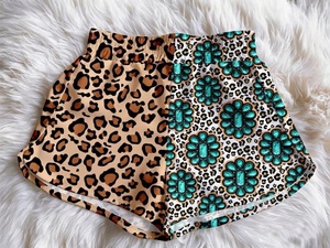 <span class=keywords><strong>Pantaloncini</strong></span> Sportivi <span class=keywords><strong>Estivi</strong></span> da <span class=keywords><strong>Donna</strong></span> con Stampa Leopardata e Motivo a Quadri, Vita Elastica, Nuovi Stili per Mamma e Figlia - Product Image 3