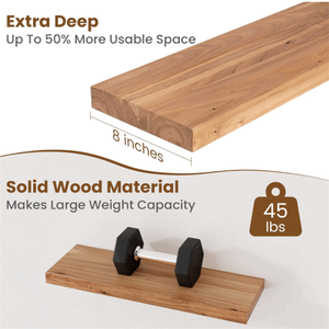 Étagères murales flottantes en <span class=keywords><strong>bois</strong></span> robustes, style rustique moderne et simple, pour le rangement dans le salon - Product Image 6