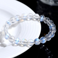 Gelang batu bulan biru Sri Lanka kualitas tertinggi gelang kristal cahaya bulan biru terang Mimpi gaya Feng Shui
