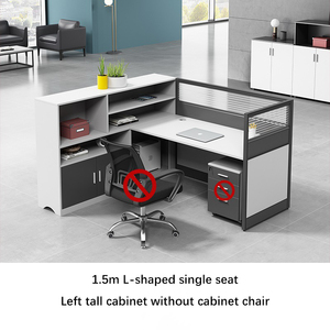 Gỗ dọc nhân viên kết hợp bàn | Thích hợp cho văn phòng của 2-6 người | bàn máy tính với phân vùng Kính - Product Image 6