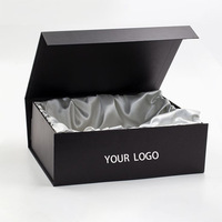 Boîte cadeau rectangulaire luxueuse en carton avec doublure en satin noir magnétique, impression UV, emballage pour bougies