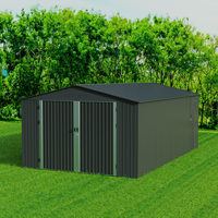 Abri de jardin en métal écologique moderne 10x20 Stockage préfabriqué facile à assembler gris foncé avec caractéristique anti-pourriture en bois naturel