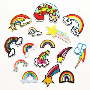 15pcs/set Rainbow Patch Iron On Appliques Embroidery Patches for Kids Children