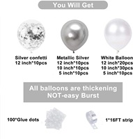 Vente en gros de ballons personnalisés en argent blanc mat, fournitures de décoration pour fête d'anniversaire de mariage, kit d'arche de ballons