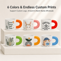 Tasse en céramique de 300 ml pour sublimation, modèle Chubby Fat, pour petit-déjeuner, thé au lait, latte, décoration de bureau, vente en gros Topjlh