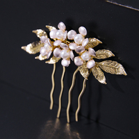 Doux plaqué or alliage feuille peignes à cheveux de mariée forme de fleur fiançailles fête anniversaire peignes à cheveux décoratifs