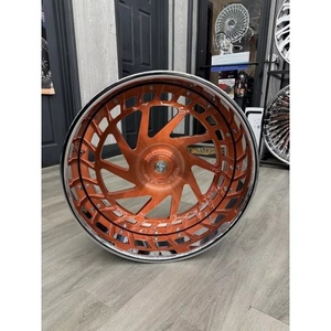 Nuove Ruote ad Alte Prestazioni da 22, 24, 26 Pollici, <span class=keywords><strong>2</strong></span>/3 Pezzi, 4/5/6 Fori, in Lega Forgiata con Coprimozzo Flottante, Design Concavo Profondo Oro Rosa per Chevy - Product Image 5