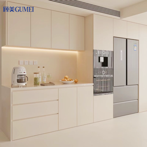 Meuble de cuisine laqué moderne à haute brillance en bois pleine maison personnalisé - Product Image 3