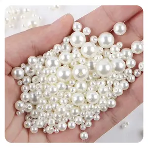 Wholesale High Quality Round ABS Pearls With Hole Multi Sizes Colors Loose Beads ABS Plastic Pearls For Garment Accessories