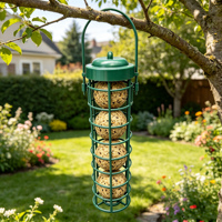 Mangeoire à oiseaux suspendue en plastique pour la cour, mangeoire à boules de graisse pour oiseaux sauvages, mangeoire tubulaire suspendue pour oiseaux