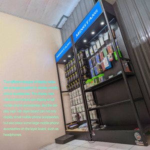 Phụ Kiện Ốp Điện Thoại Di Động Bằng Gỗ Kim Loại Giá Trưng Bày Sàn, Giá Trưng Bày Bảng Điều Khiển - Product Image 3