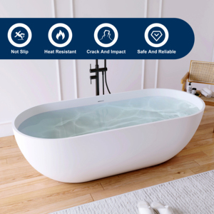 Maydon, fabricant de baignoires portables durables de 1750 mm, fournisseur de baignoires en surface solide pour salle de bain moderne, baignoire ronde - Product Image 3