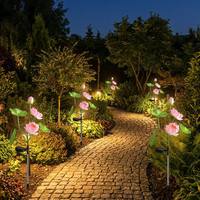 Lampe solaire à LED en aluminium pour jardin, avec abat-jour en forme de lotus, indice de protection IP65, certifiée ROHS