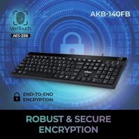 Teclado de Escritorio USB con Cable OEM ODM AKB140FB de Perfil Bajo con Lector de Huellas Dactilares Integrado, Compatible con Windows Hello, Encriptación AES256