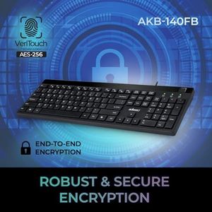 Teclado de Escritorio USB con Cable OEM ODM AKB140FB de Perfil Bajo con Lector de Huellas Dactilares Integrado, Compatible con <span class=keywords><strong>Windows</strong></span> Hello, Encriptación AES256 - Product Image 5