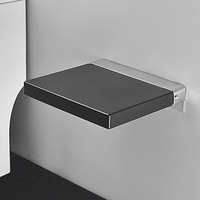 Chaise de douche murale pliante carrée en acier inoxydable de haute qualité, noire, écologique, durable, facile à installer