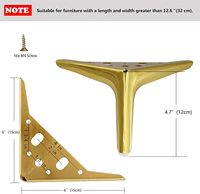 12cm Glänzende Goldene Metallmöbelbeine, 4er-Set, DIY-Ersatz für Schrankbeine, Sofabeine, Waschtischbeine