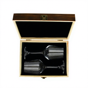 Shunstone Loodvrij Kristal 12oz Herbruikbare Wijnglazen Giftset 2 Lange Steel Luxe Houten Geschenkdoos Verjaardagscadeau voor Mannen en Vrouwen - Product Image 1