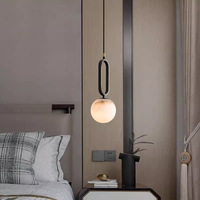 Lampe suspendue en albâtre naturel de designer, luminaire suspendu de luxe espagnol pour chambre à coucher, chevet et entrée