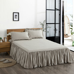 Lino largo volantes naturaleza falda de ropa de cama para la casa y <span class=keywords><strong>el</strong></span> <span class=keywords><strong>hotel</strong></span> 100% ropa de cama - Product Image 4