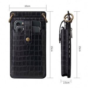 Sac à main et pochette pour téléphone portable en cuir souple à motif crocodile, bandoulière universelle, sac fourre-tout promotionnel pour femmes - Product Image 6